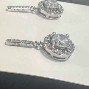 925 silver cz drop earrings w 925 backs nwot